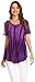 Sakkas 17782 - Siri Ombre Tie Dye Embroidered Sheer Cap Sleeve Relaxed Fit Tunic Top - 2-Purple - OS