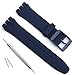 GreenOlive Ultra-thin Replacement Waterproof Silicone Rubber Watch Strap Watch Band for Swatch Skin Series, Navy Blue, Retro