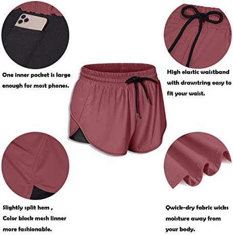 BLEVONH Women Drawstring Waist Athletic Running Shorts with Liner Inner Pocket 6 41u60bOvQBL. AC
