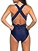 Zity Women Sexy V Neck One Piece Swimsuit Solid Backless Swimwear