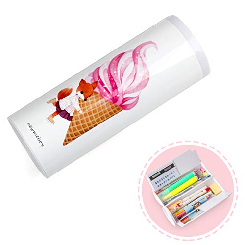 Multifuction Pencil Case for Boys Girls PYFK Pencil Box with Calculator Mirror and Whiteboard Pencil Holder for School Office Supplies Cute with Perfect Size and Easy Access(Fox)
