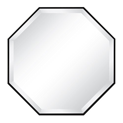 Kate and Laurel Rhodes Modern Octagon Wall Mirror, Black 25x25 Inches