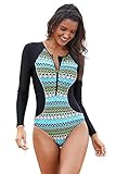 SailBee Women's One Piece Rashguard Wetsuit Swimsuit Sun Protection