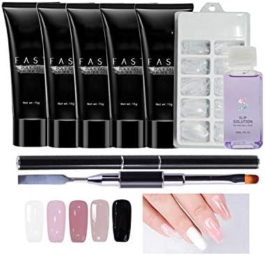 Nail Art Home Decor Poly Gel Set UV Acryl Builder Polygel Fast Dry Nail Art Tools Pro Nails Tools Pusher Dead Skin gel polish,five color