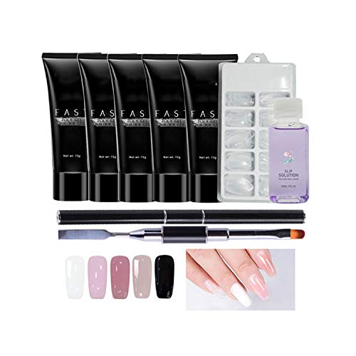 Nail Art Home Decor Poly Gel Set UV Acryl Builder Polygel Fast Dry Nail Art Tools Pro Nails Tools Pusher Dead Skin gel polish,five color
