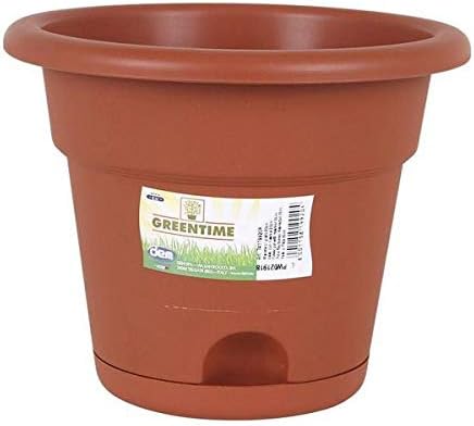 GREENTIME ECO 54048 Plant Pot with Saucer, 20 cm, Multicoloured, Multicolor