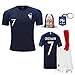 France Soccer Team Pogba Griezmann Mbappe Kid Youth Replica Jersey Kit : Shirt, Short, Socks, Bag, Key, Please Check Size Chart (A. Griezmann, Size 24 (7-8 Yrs Old Approx.))