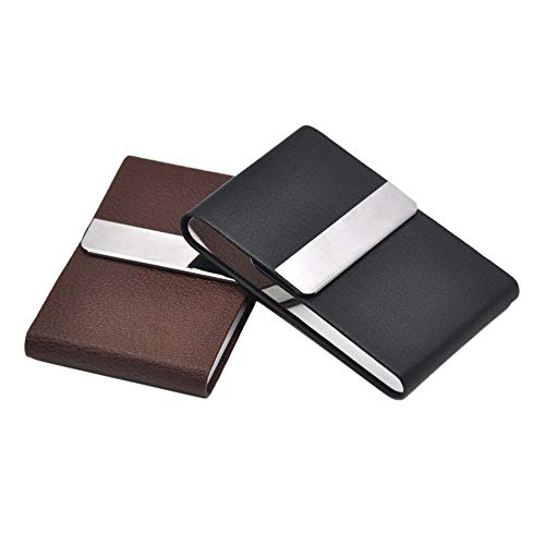 Euone  Cigarette Case, Leather Cigar Cigarette Tobacco Pocket Box Storage Case Holder Wallet (Brown) - Thumbnail 3