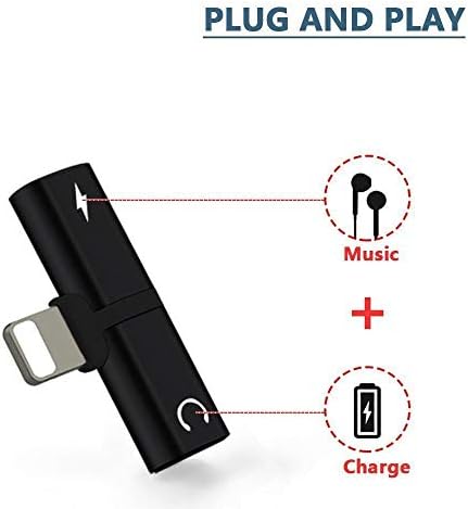 Osray iPhone X 8 8 Plus 7 7 Plus Adapter & Splitter Double Lightning Headphone Audio & Charge Cable, Support Music Control Charger and Phone Communication Black