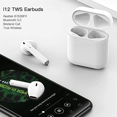 Ergerwqe Wireless Bluetooth Earbuds Mini PKI12 TWS Bluetooth 5.0 Earphone Wireless Smart Touch Control Earbuds Headset Headphone with HiFi Sound Quality Built-in Mic White Headphones