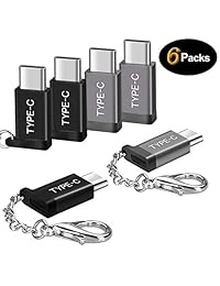 Adaptador micro USB a USB C (6 paquetes), cargador de llavero tipo C, compatible con Samsung Galaxy S9 S8 Plus Note 9 8, Google Pixel 2 3 XL, LG V40 V35 V30 G7 Thinq, Moto Z2 Z3, y más