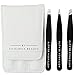 Tweezers for Eyebrows Set Of Three- Includes Case With Professional Pointed Needle Nose, Slant & Straight Precision Stainless Steel- Ingrown Hair Nose, Hair Eyebrow & Splinters