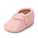 Voberry Baby Girls Soft Soled Tassel Bowknots Crib Shoes Moccasins (0~6 Month, Pink)