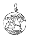 Alcoholics Anonymous Symbol Pendant, #460-5, Ster., AA Symbol with Tree of Life