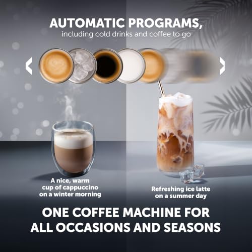 Polaris PACM 2081AC Smart Hot & Cold Coffee Machine, 40 One-Touch Programs, Built-In Grinder, Wi-Fi App Control, Profi-Cream Frothing, 6 User Profiles, Coffee To Go Thermos Included
