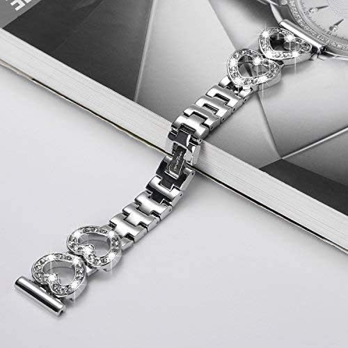 SaNgaiMEi Bling 20mm Strap Compatible for Samsung Galaxy Watch 5 40mm 44mm/Galaxy Watch 4 40mm 44mm /Galaxy Watch 3 41mm / Active 2 40mm 44mm / Garmin Vivoactive 3 Metal Galaxy Strap Women - Image 4