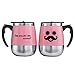 LEADNOVO Self Stirring Stainless Steel Mug 450ml/15.2oz Pink