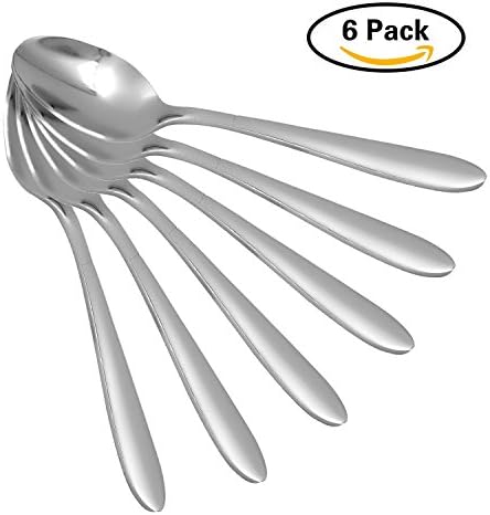 Teaspoons, Glotao 6-piece Stainless Steel Dessert Spoons for Ice Cream Spoons Tea Flatware , Coffee, or Dessert Cutlery - Set of 6 (5.5Inches)