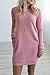 Coutgo Women's Distressed Pocket Sweatshirt Pullover Pockets Dress (M, Rose Red)