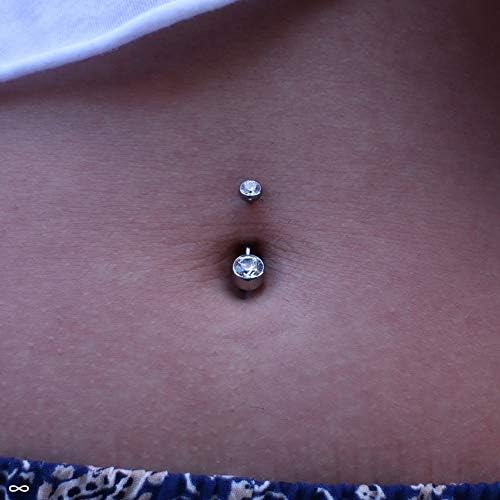 Funseedrr 3pcs Short Belly Button Ring Set Surgical Steel 14 Gauge 6mm Navel Ear Bars Piercing Jewellery, Silver, 1.6mm - Image 5