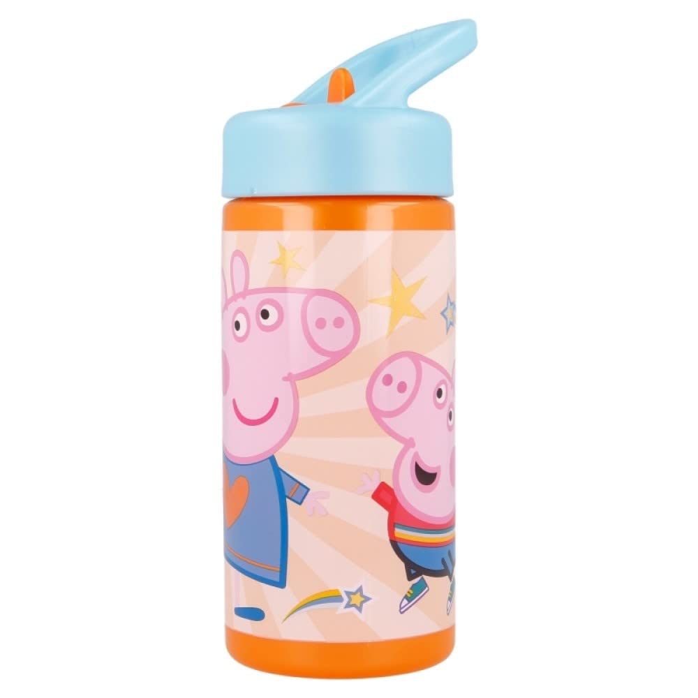 OM SUPPLIES Peppa George Reusable Sipper Water Bottle Drink Bottle with built-in handle for Easy Carry School Lunch Kids Childrens 410ml (Peppa)