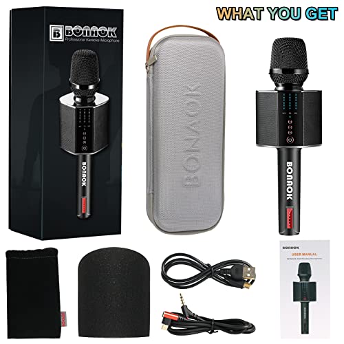 BONAOK Karaoke Microphone, Portable Wireless Bluetooth Karaoke Mic
