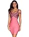 Meilun Women's Rayon Strap V-neck Off-Shoulder Fitted Bandage Bodycon Dress Pink Small