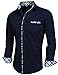 HOTOUCH Mens Business Casual Cotton Formal Dress Shirts Navy Blue, Medium, Long Sleeve