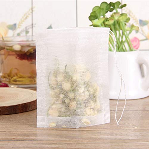 SONGZIMING 400 Pcs Tea Bags Disposable Empty Paper Draw String Tea Bags Loose Leaf Tea, Safe & Natural Material White(3.54 x 2.75 inches)