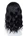 MXXWIG Loose Curly Wigs For Women Natural Black Wigs Medium Length Synthetic Heat Resistance Fiber Hair Daily Wig Free Wig Cap1B