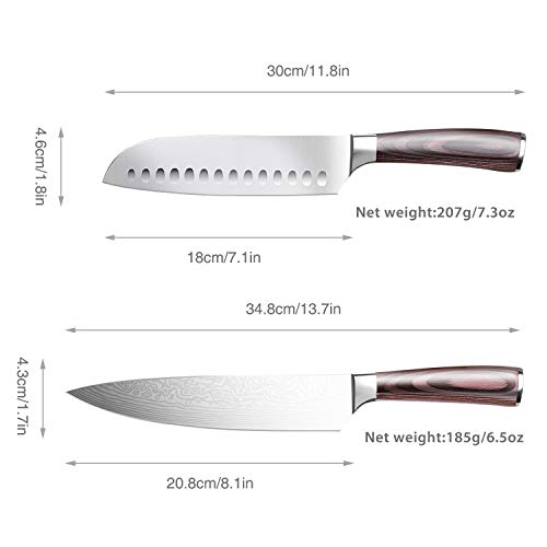 Pro Kitchen Knife 8 inch chef knife and 7 inch kitchen knife High Carbon Stainless Steel Ergonomic Equipment chef's knives 2 piece