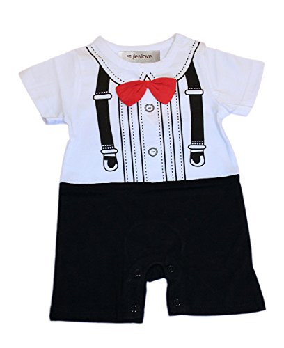 StylesILove Newborn Infant Toddler Baby Boy Red 3D Bowtie Jumpsuit Overalls Romper