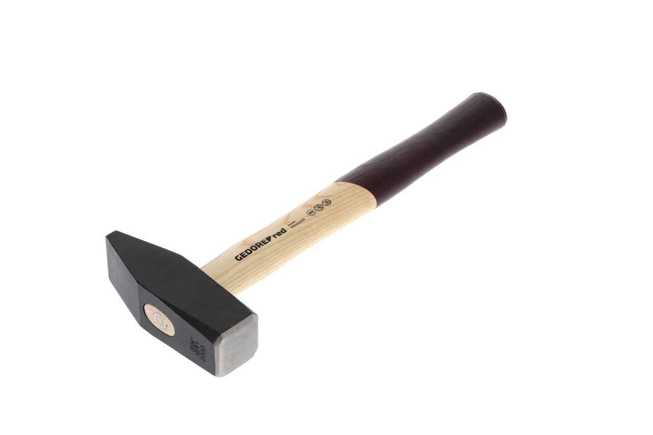 GEDORE red Engineer’s hammer with wooden handle, 2000 g head weight, Hammer with ash wood handle, Tool, Forged, R92100065