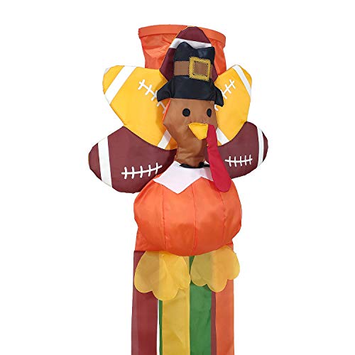 OUTOUR 3D Thanksgiving Day Turkey Football Fall Family Fabric Windsock Wind Sock Hanging Decorations 49" Flag for Garden Patio Lawn Backyard Home Yard Porch Balcony Outdoor Decor Party Supplie