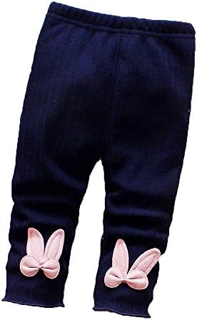 Fitcat Toddler Kids Girls Fleece Pants Leggings Solid Winter Tights With Bowknot(Dark Blue, 70cm)