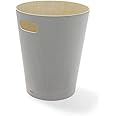 Umbra Woodrow, 2 Gallon Modern Wooden Trash Can Wastebasket or Recycling Bin for Home or Office, Grey