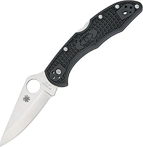 spys Hunting Knife Fishing Knife Sporting Knife Delica 4 PlainEdge Folding Knife, Black FRN