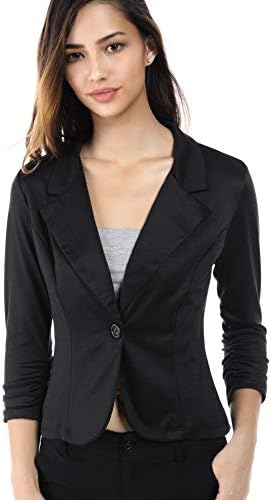 Women's Slim Fit One Button Office Knit Blazer Jacket,Made in USA Except for Striped Jacket (Small-3XL)
