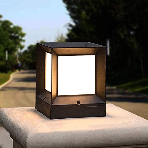 Mini Square Column Post Light European Highlight Villa E27 Lawn Lantern Garden Post Lamp Waterproof Courtyard Lamp Decora Patio Path Bollard Pathway Waterproof Pillar Lamp Black Landscape Torch Light