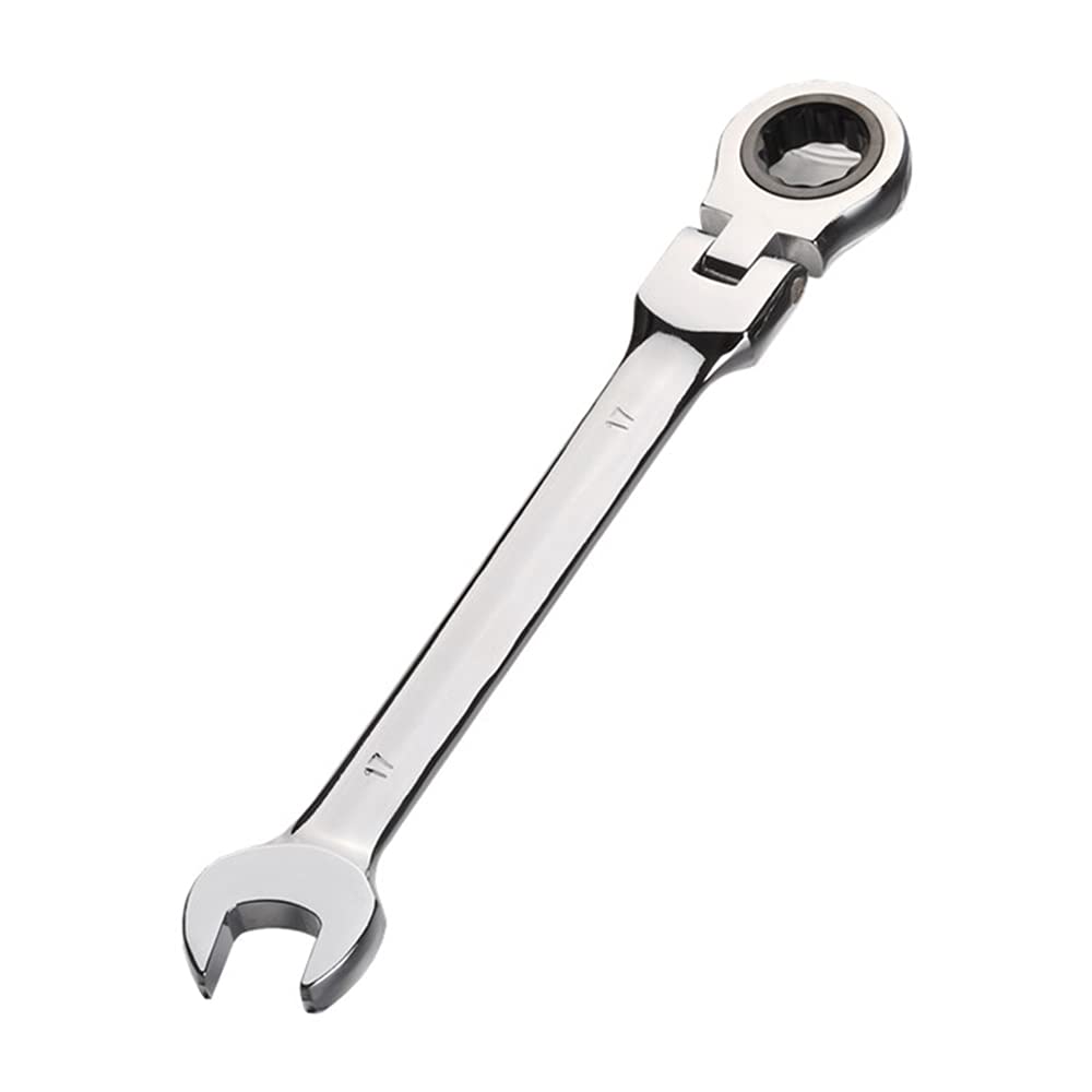 Aoktorkit Metric Tool Flex-Head Ratcheting Wrench 17MM,Professional Chrome Vanadium Ratchet Spanner Steel 72 Teeth 12 Point for DIY,Pipeline,Bicycle Repair and Home Maintance
