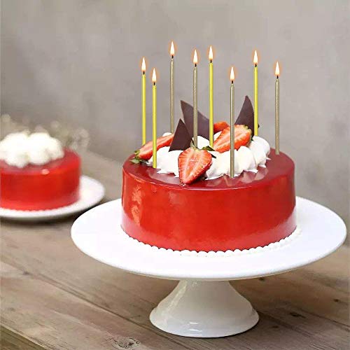 36 Pieces Metallic Birthday Candles- Cake Candles Cakes Decorations in Birthday Party (18 pc Gold and 18 pc Champagne Gold)