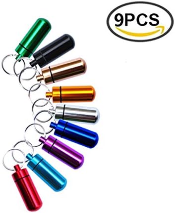 9-Pcs Medium Size / Medical ALERT - FIRST Aid Container Pill Case Set - Key Chain - Water Resistant