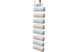URBAN DECO Wall Mount Metal Wire Towel Storage Shelf Organizer Rack Holder with 9 Compartments, Shelves for Bathroom Towels Towel Rack Holder Wall Mount Towel Holder Towel Rack Towel Rack Organizer White