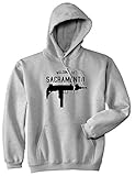 Welcome to Sacramento Uzi Machine Gun California Pullover Hoodie Hoody Large Grey