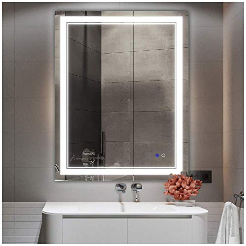 Keonjinn 36 x 28 Inch Bathroom LED Vanity Mirror AntiFog Wall Mounted
