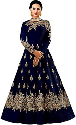 Queen of India affeta Silk Embroidered Semi-Stitched Anarkali Gown | womens party wear | Today preminum new gowns | new design collection 2018 | new design dress
