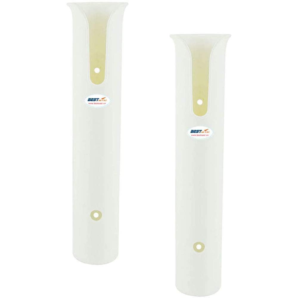 POFET 2pcs Poles Wall Mounted Fishing Rod Holders Tubes Links outdoor Fishing Rod Holder Rack Rests with Screws - White