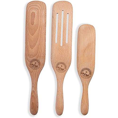 Spurtles Kitchen Tools and Utensil Set 3 Piece Beech Wood Cookware