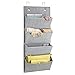 mDesign Soft Fabric Over the Door Hanging Storage Organizer with 4 Large Pockets for Closets in Bedrooms, Hallway, Entryway, Mudroom - Hooks Included - Textured Print - Gray