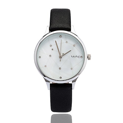 WY Ladies Water Resistant Wrist Watch for Women Geniune Leather Band - Female Black